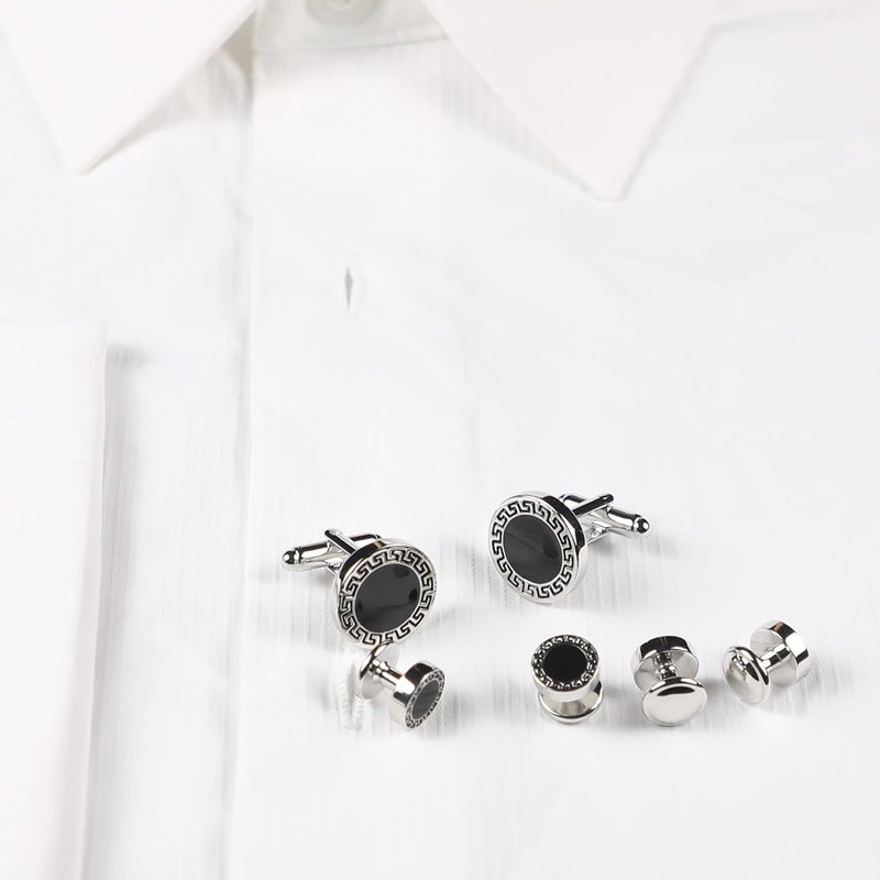 MENDEPOT Men Formal Wear Dress Shirt Cufflinks And Studs Set With Box Wedding Groom Groomsmen Gift - Image 3
